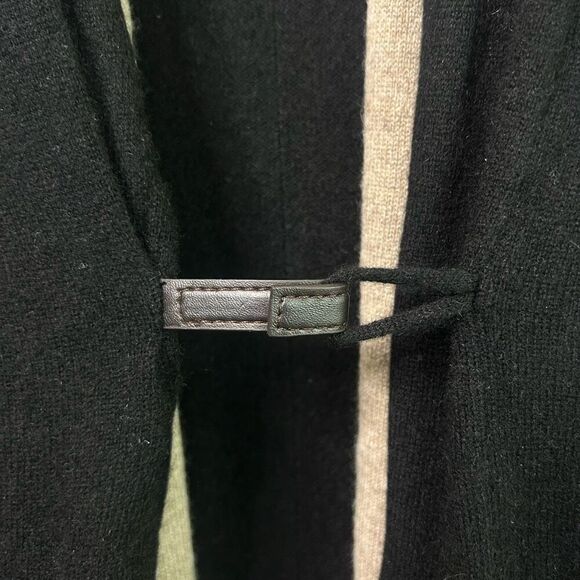 360Cashmere Black Tan Open Front Cardigan Sweater 100% Cashmere XS Quiet Luxury - Picture 5 of 11